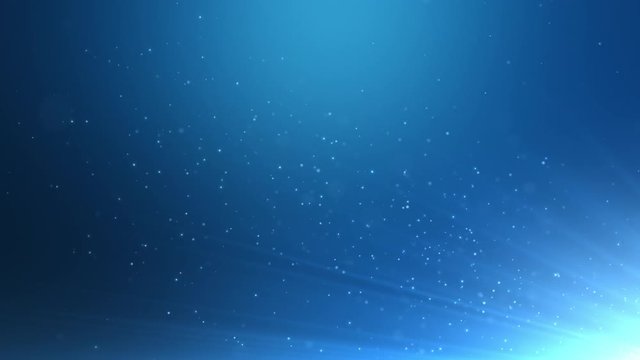 Glowing floating particles flying out of light rays Seamless Looping Animation Motion Background Blue Cyan