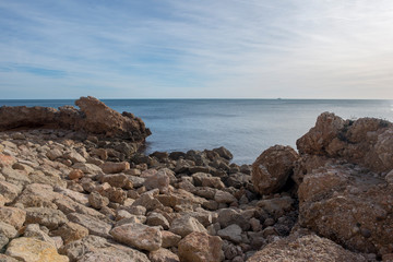 Fototapeta na wymiar The mediterranean sea in the ametlla de mar, Costa daurada