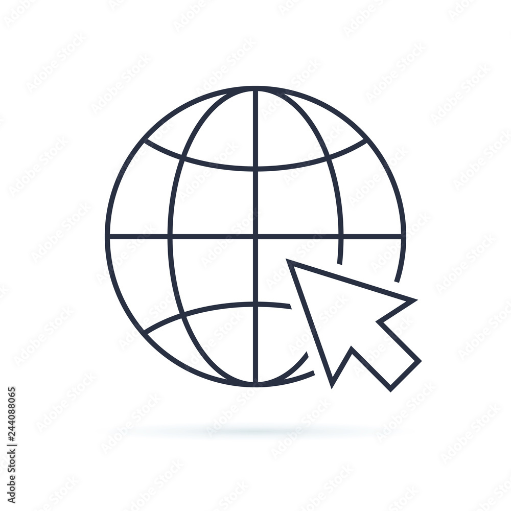 Poster Web icon. Web icon page symbol for your web design. Internet world vector. Vector earth globe illustration, planet