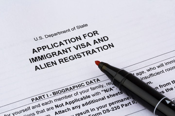 Application for immigrant visa and alien registration. Green card