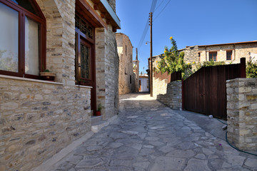 Narrow street in ancient village of Lefkara, Cyprus