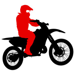 Fototapeta na wymiar Silhouettes Rider participates motocross championship on white background