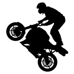 Silhouettes Rider participates motocross championship on white background