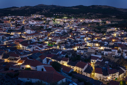 sunset over the little town