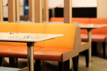 orange seat in the restaurant