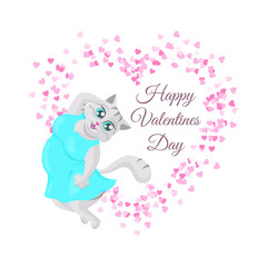 Cat among the little hearts