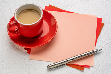 blank reminder note with coffee