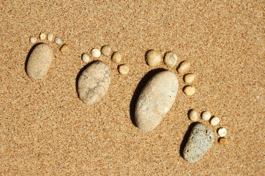 Feet of a family of stones on the sea