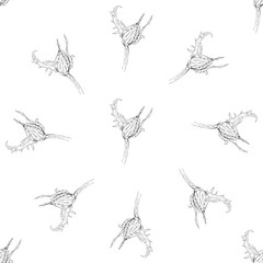 Fototapeta premium Seamless pattern. Plant in blossom, branch with flower ink sketch. Template for a business card, banner, poster, notebook, invitation, color book