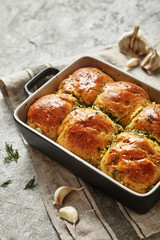 rolls with garlic and greens