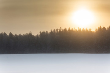 Fototapeta premium Winter landscape at sunrise