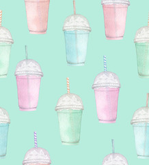 Watercolor milkshake pattern 4