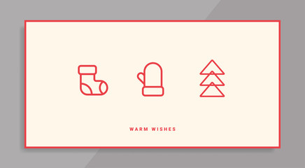 Winter holidays greeting card with line icons