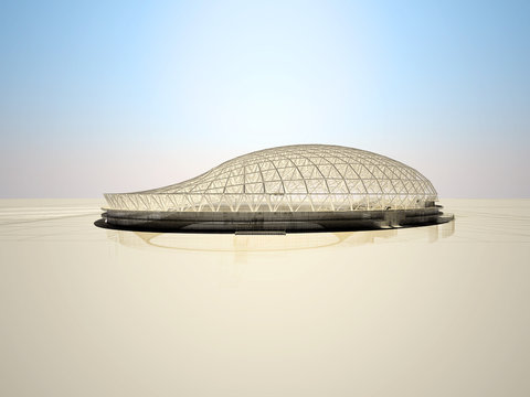 Struttura per palazzetto dello sport, sport arena, infrastruttura, progetto, BIM, ingegneria e progettazione, illustrazione 3d