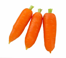 Carrot isolated. Fresh carrot with green stem