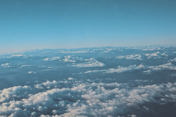 Flying all around the would, travelling by plane, look on sky