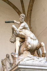 Hecules Nessus Centauer Statue Loggia Piazza Signoria Florence Italy