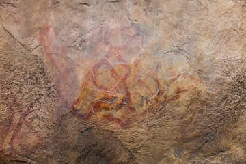 Prehistoric paintings on rock known as petroglyphs in the municipality of Facatativa in Colombia