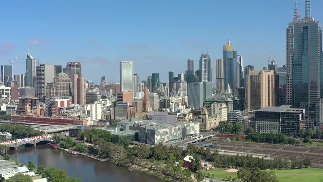 Melbourne City and CBD Skyline in the Summer Seen From the Air