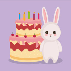cute and little rabbit with cake