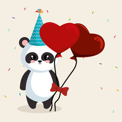 cute bear panda with hearts