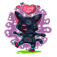 Vector seamless pattern about Cats in love