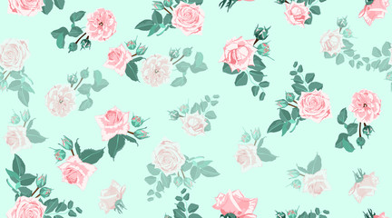 Vintage Roses, Seamless Floral Pattern.