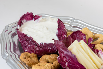 Appetizer of dairy products from Puglia Italy