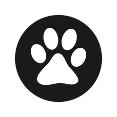 Animal paw print icon flat black round button vector illustration