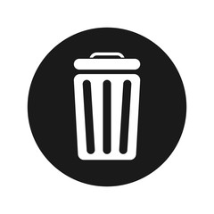 Bin icon flat black round button vector illustration