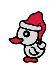 weihnachten nikolaus weihnachtsmann winter geschenke schenken mütze küken von vorne huhn baby vogel kleines kind süß niedlich comic cartoon clipart ente design
