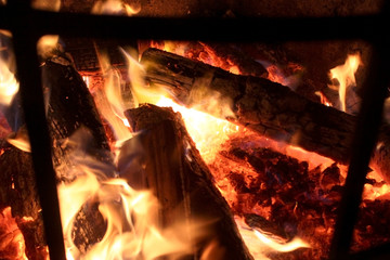 firewood burns yellow red fire