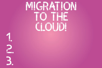 Conceptual hand writing showing Migration To The Cloud. Business photo text Transfer data to online file storage tools apps Color Rectangular Shape Outline and Round Beam in Center