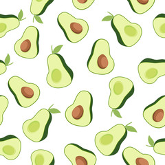 Seamless pattern with cartoon flat avocado