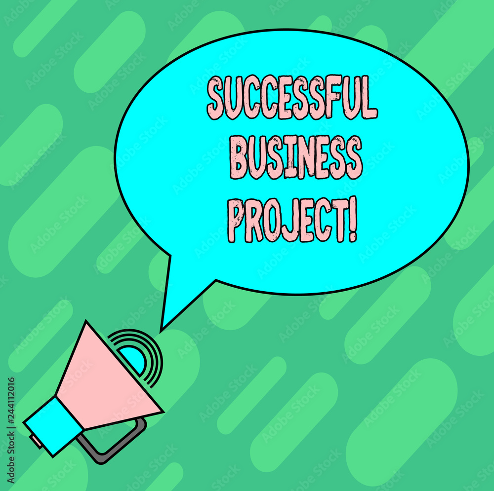 Aufkleber handwriting text writing successful business project. concept meaning achieving project objectives w