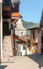 Streets with wooden houses in Grimentz