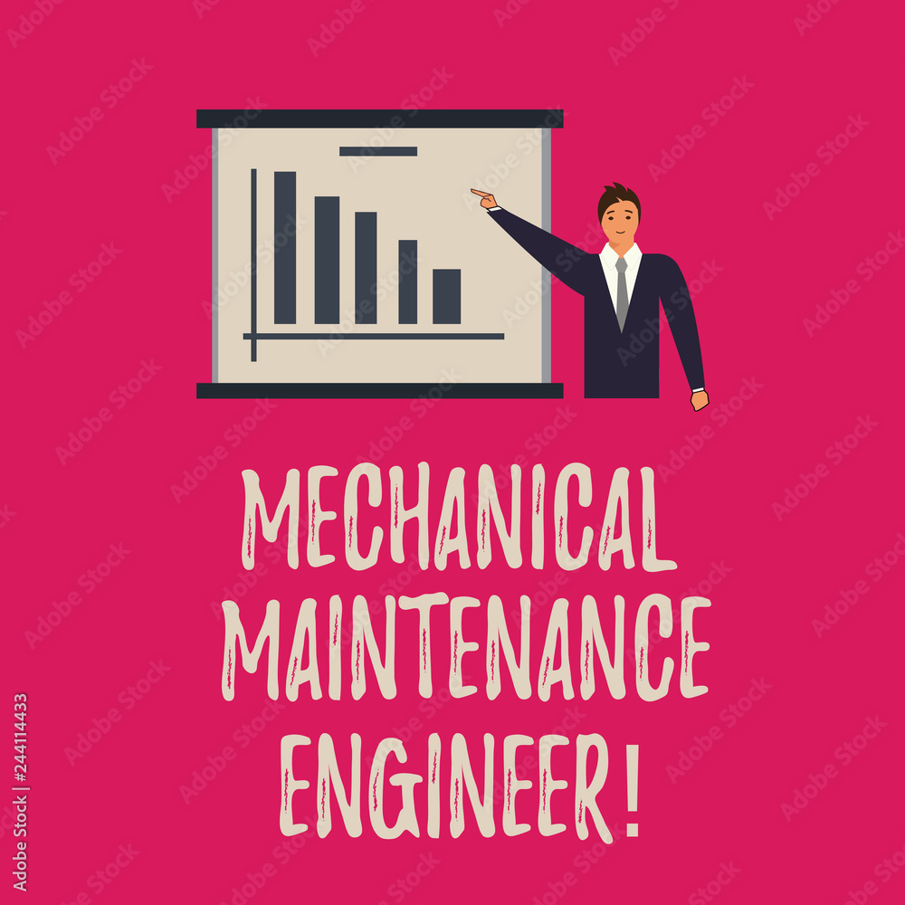 Aufkleber handwriting text writing mechanical maintenance engineer. concept meaning responsible for machines e