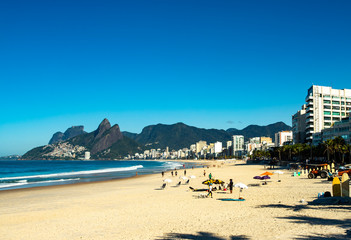 Landscape view of Rio de Janeiro with the Arpoador and Ipanema beach, Brazil. 