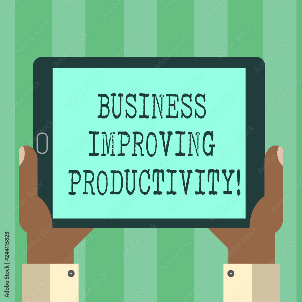 Aufkleber handwriting text business improving productivity. concept meaning increase of efficiency in producin