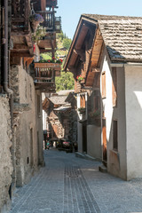 Streets with wooden houses in Grimentz