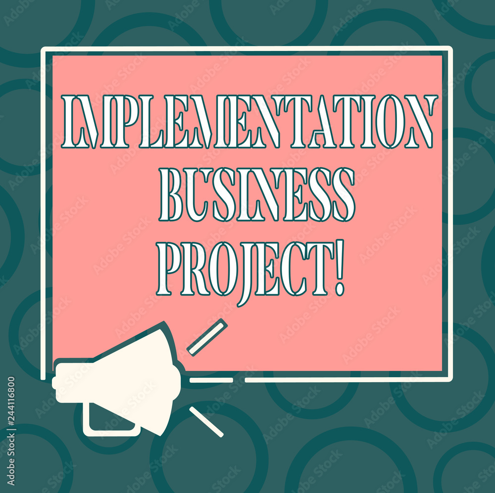 Poster writing note showing implementation business project. business photo showcasing process of executing