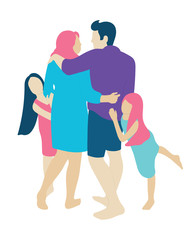Family with two little daughters. People concept flat icon