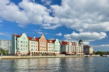Fototapeta premium KALININGRAD, RUSSIA - 13 may 2017: Fishing village, Cultural and ethnographic complex, tourist attraction of the city