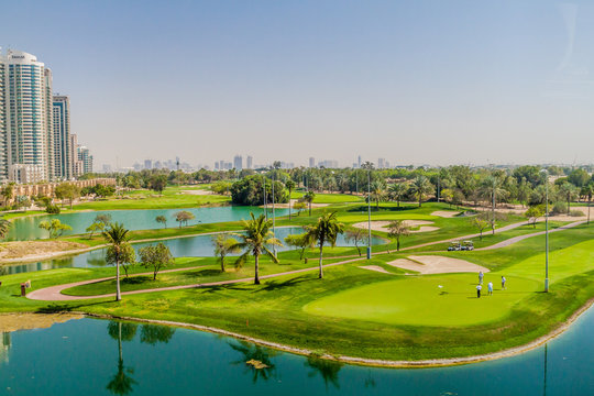DUBAI, UAE - MARCH 10, 2017: View of Emirates Golf Club, an 36-hole golf course in Dubai.