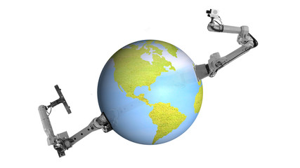 The world and robotic creation futuristic industry,world robotics concept in the imagine