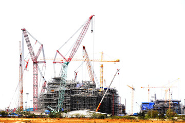 Fototapeta na wymiar Chemical plant under construction with big crane