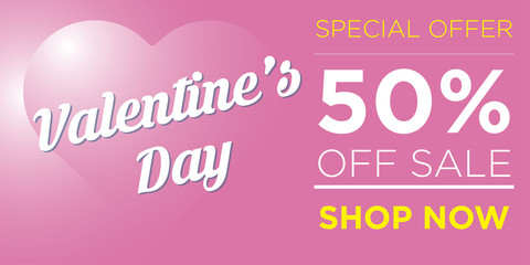 50% discount for Valentine's Day - Banner - Vector