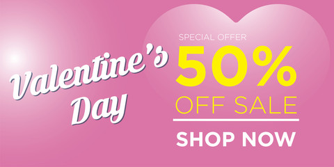 50% discount for Valentine's Day - Banner - Vector
