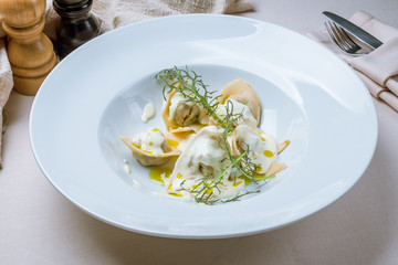 Italian ravioli with salmon