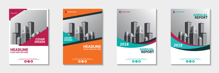 Set of abstract cover design. Annual report, pamphlet, presentation, brochure. Front page, book cover layout design. Cover design template.